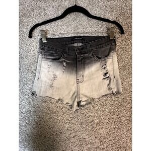 Flying Monkey Two Tone Distressed Jean Shorts S Black High‎ Rise Cut Off Casual
